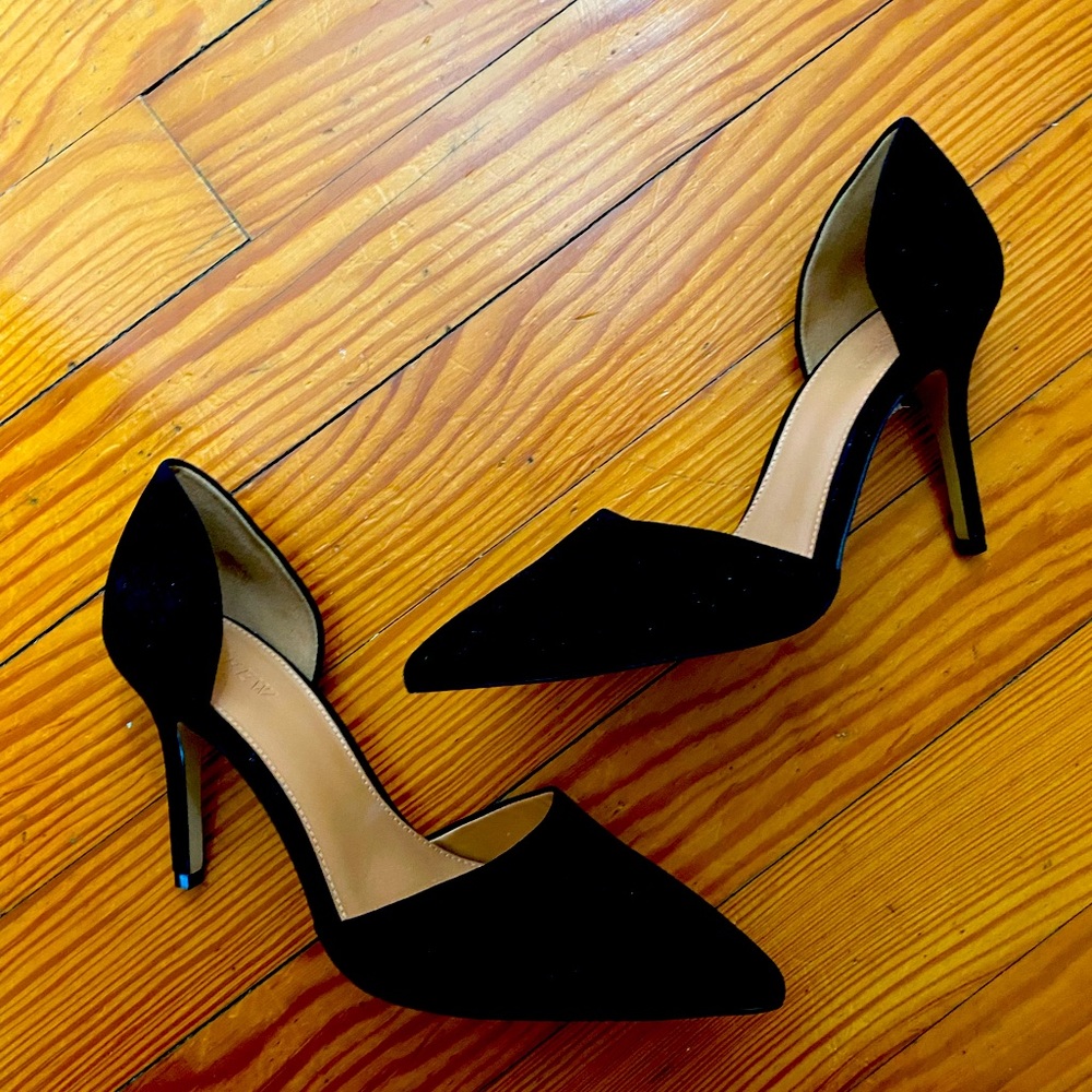 J. Crew beautiful black suede d’orsay pumps